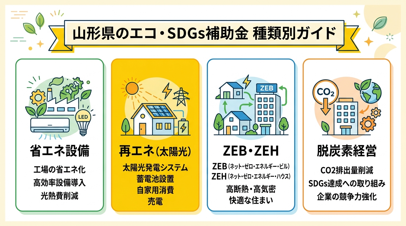 山形県のエコ・SDGs補助金 種類別ガイド