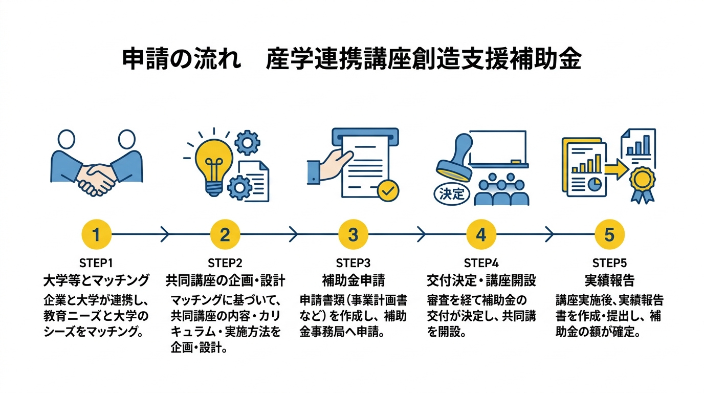 申請の流れ 産学連携講座創造支援補助金