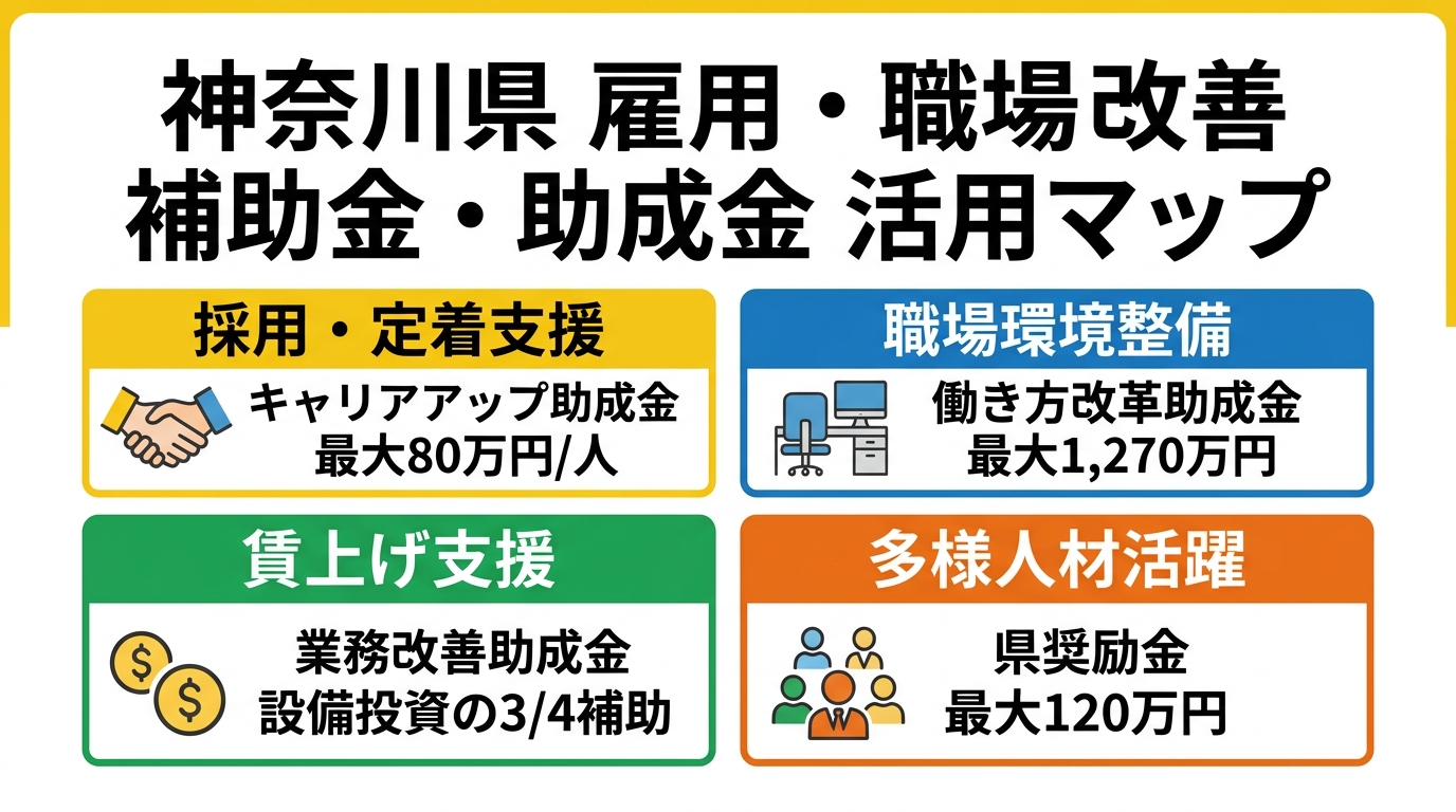 神奈川県 雇用・職場改善 補助金・助成金 活用マップ