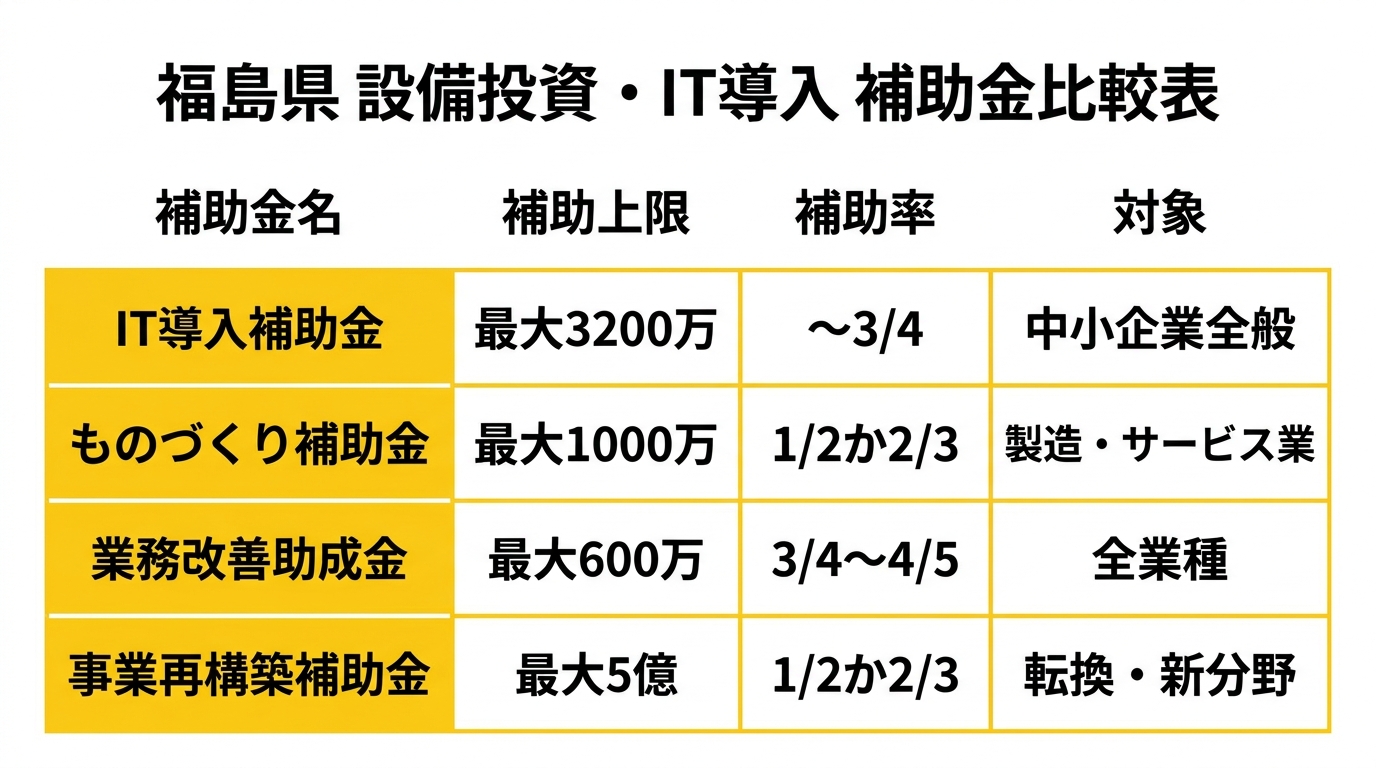 補助金比較インフォグラフィック