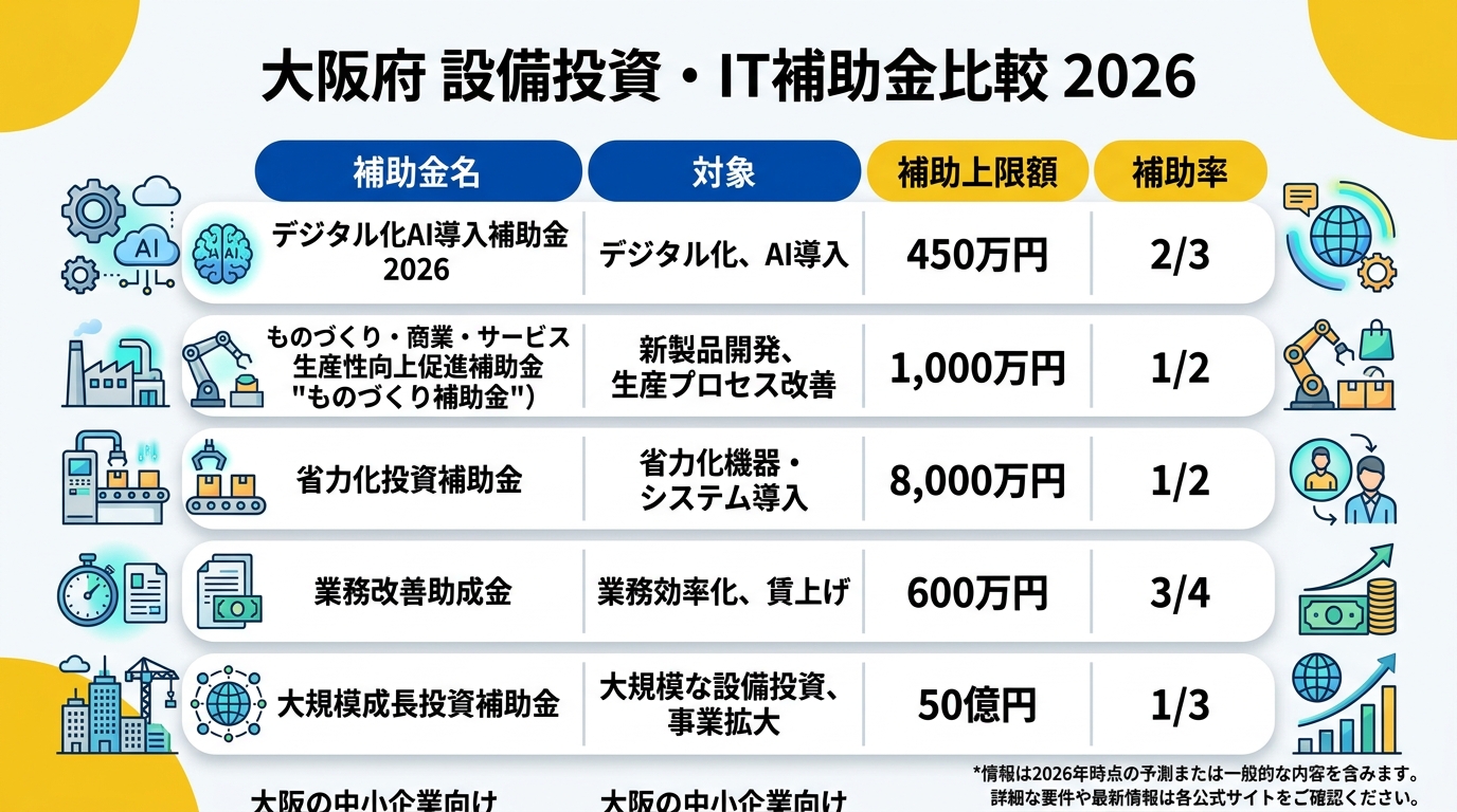 大阪府 設備投資・IT導入補助金2026 比較図