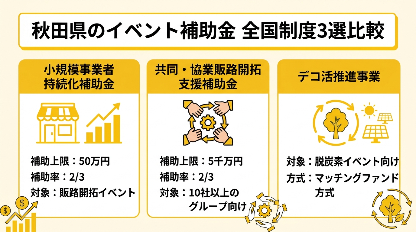 秋田県のイベント補助金 全国制度3選比較