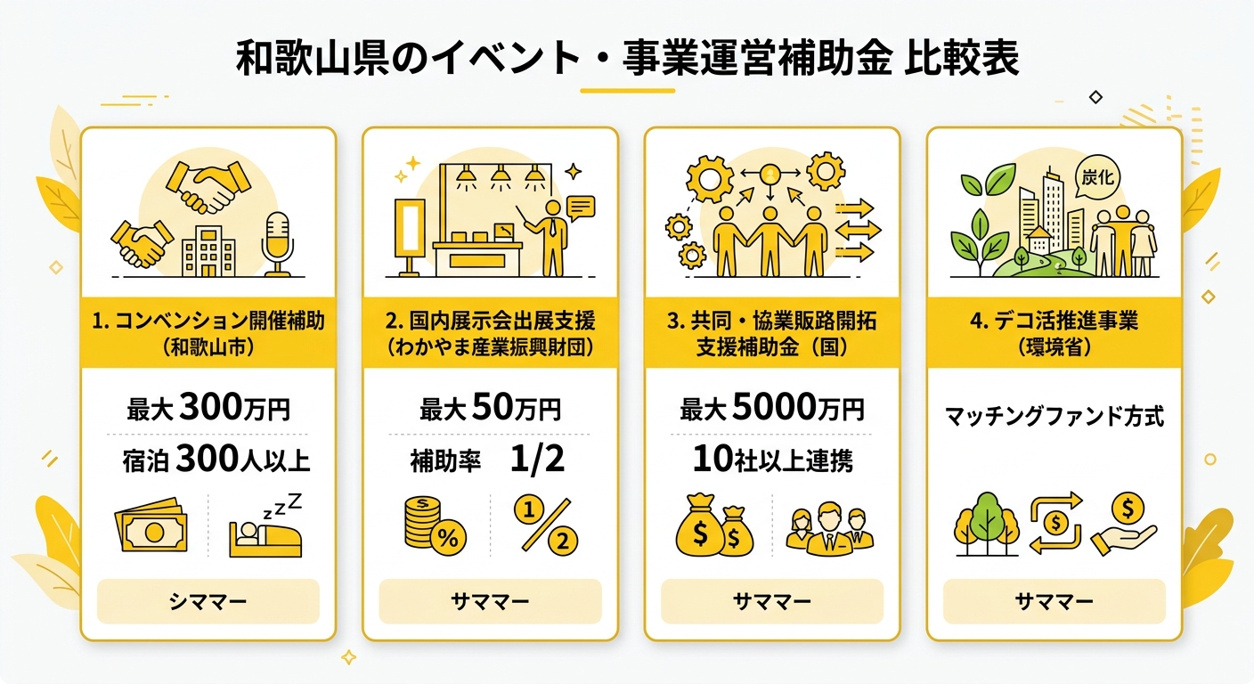 和歌山県のイベント・事業運営補助金 比較表