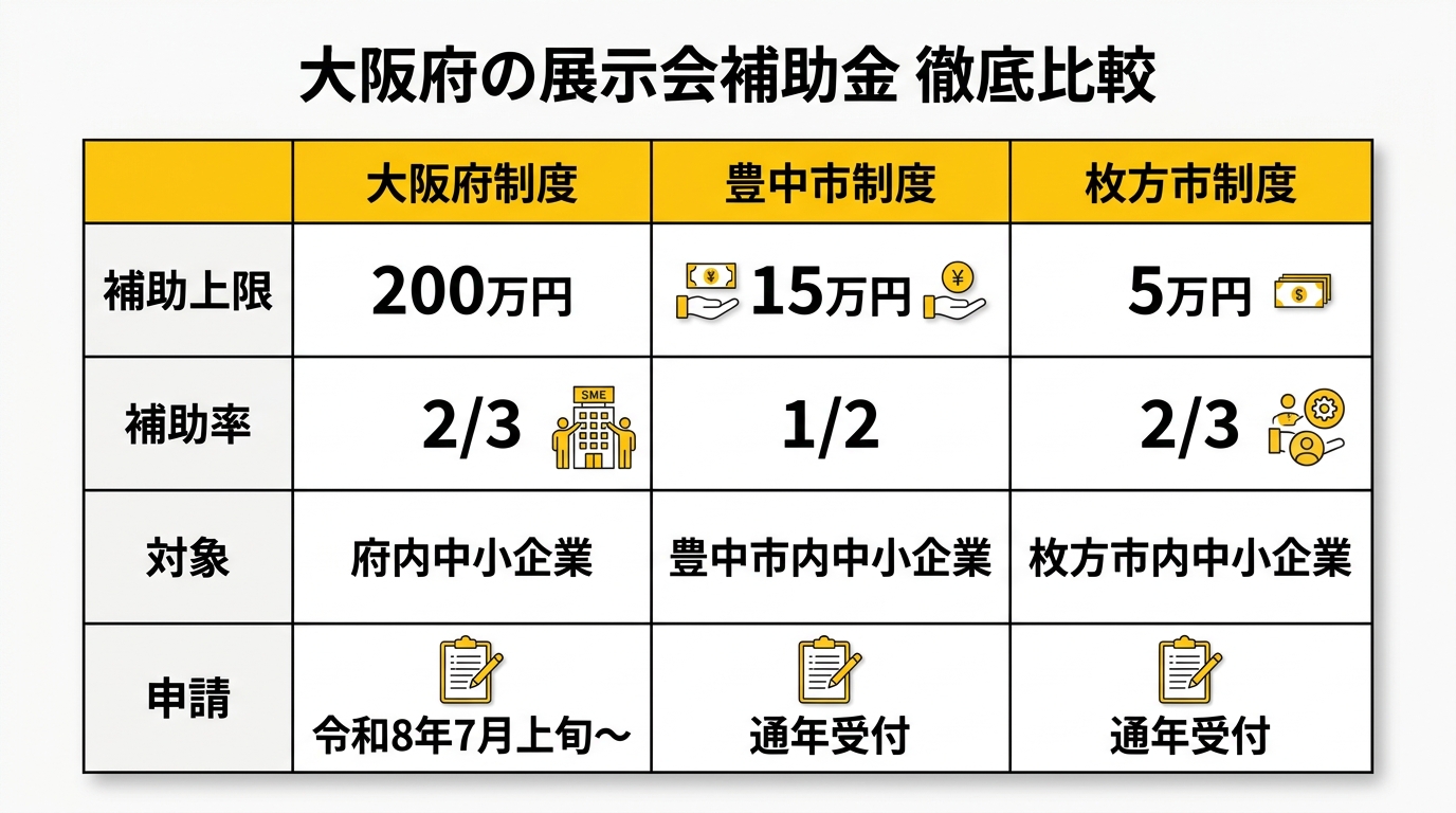 大阪府の展示会補助金徹底比較