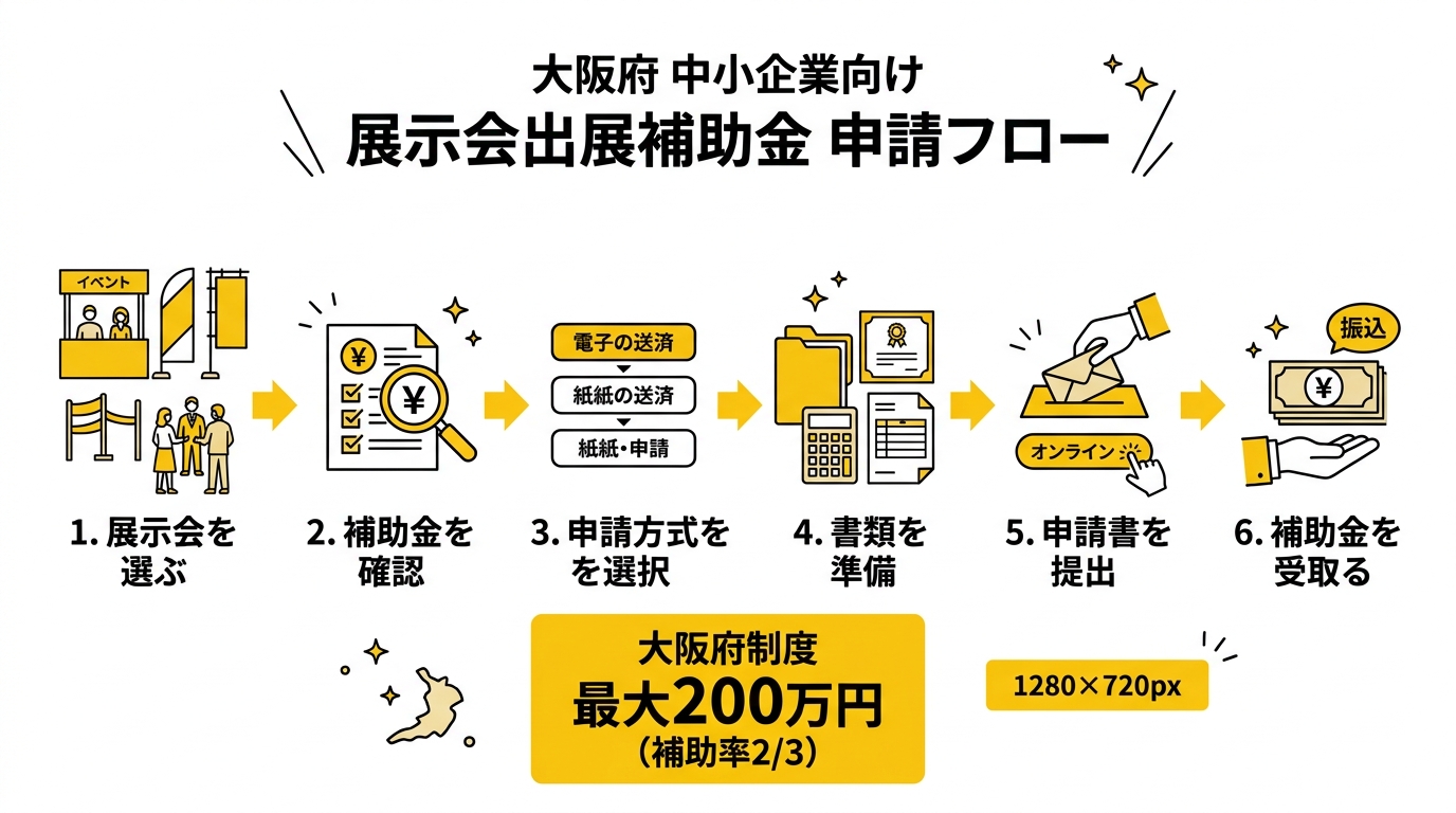 大阪府の展示会補助金申請フロー図