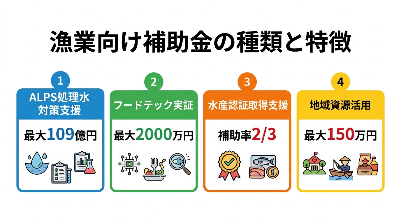 漁業向け補助金の種類と特徴