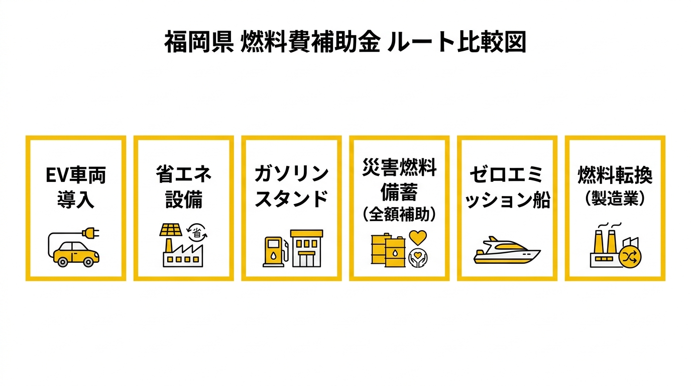 福岡県の燃料費補助金ルート比較図
