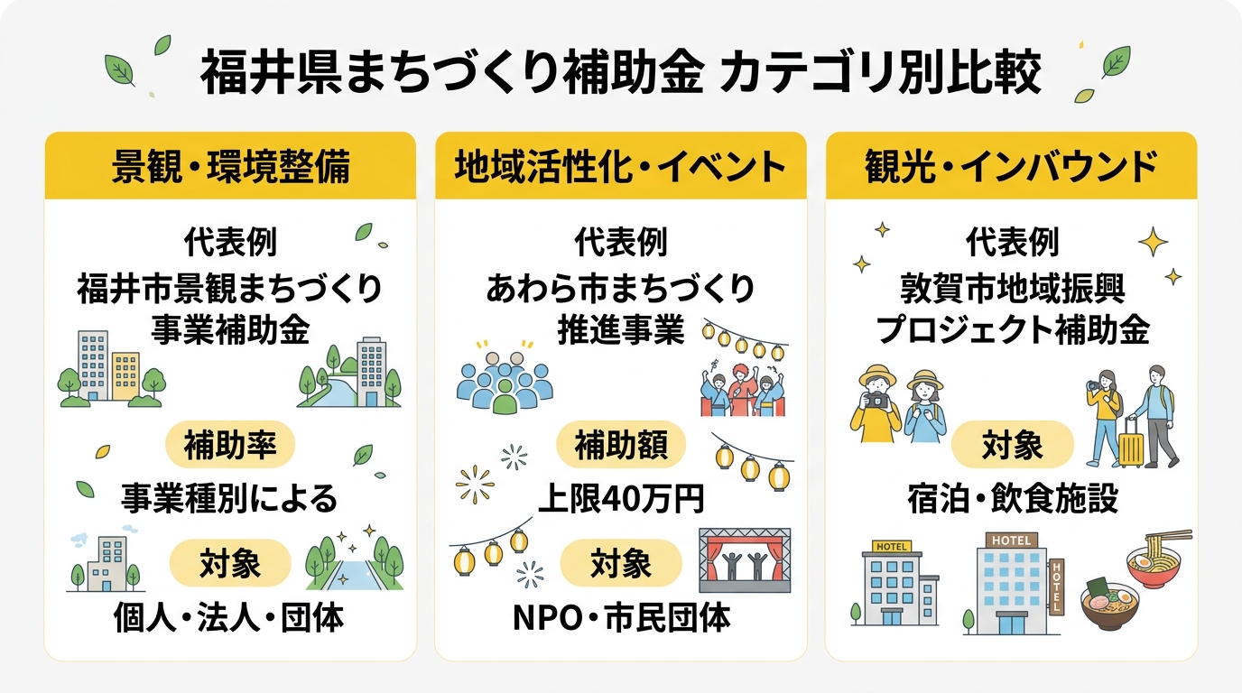 福井県まちづくり補助金 カテゴリ別比較