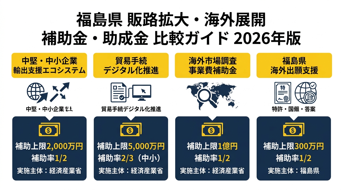 福島県 販路拡大・海外展開 補助金比較ガイド 2026年版