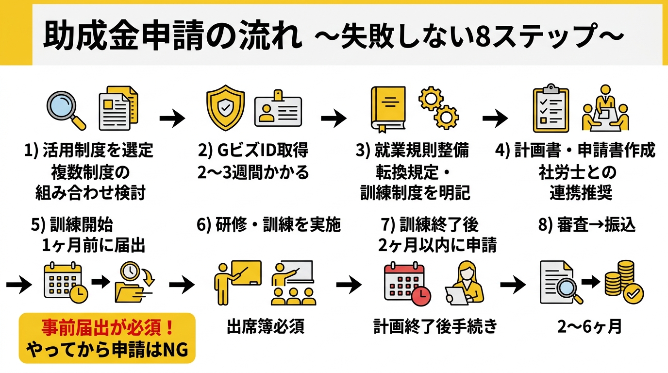 助成金申請の流れ〜失敗しない8ステップ〜