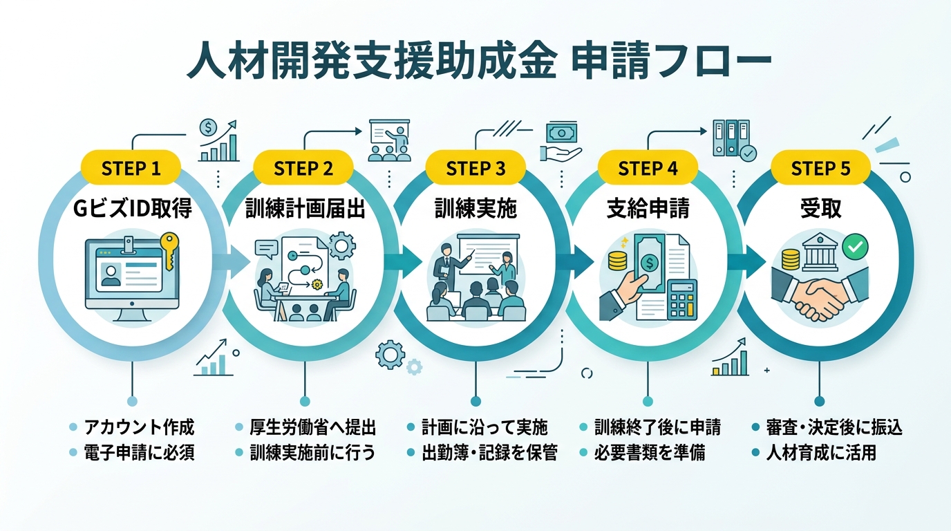 人材育成補助金の申請フロー