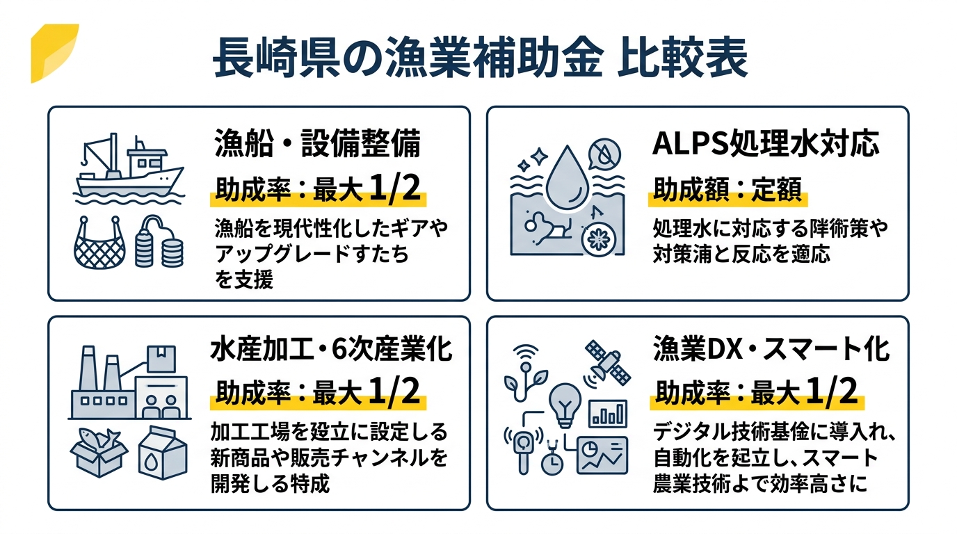 長崎県の漁業補助金 比較表
