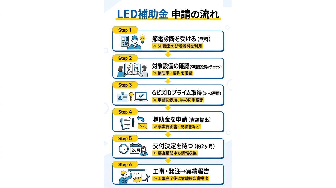LED補助金申請フローチャート