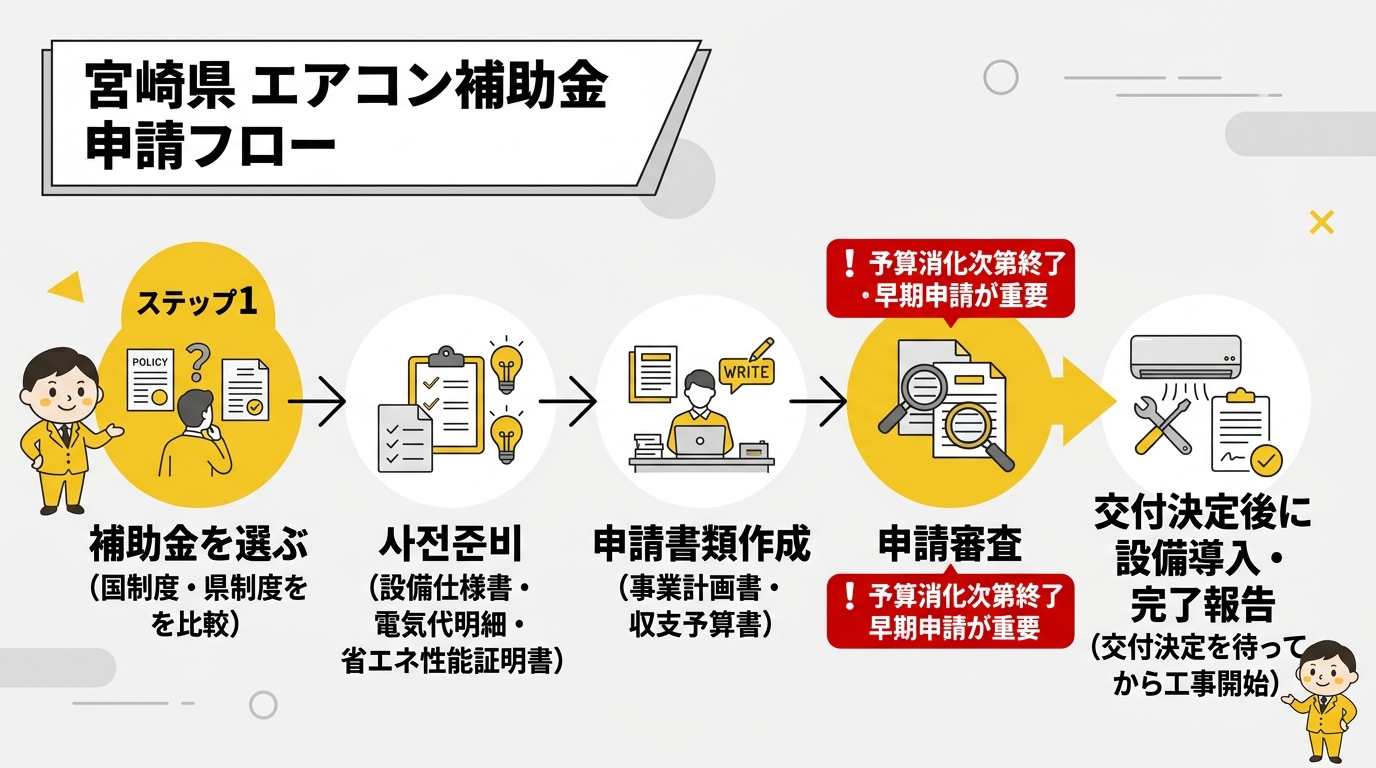 宮崎県 エアコン補助金 申請フロー