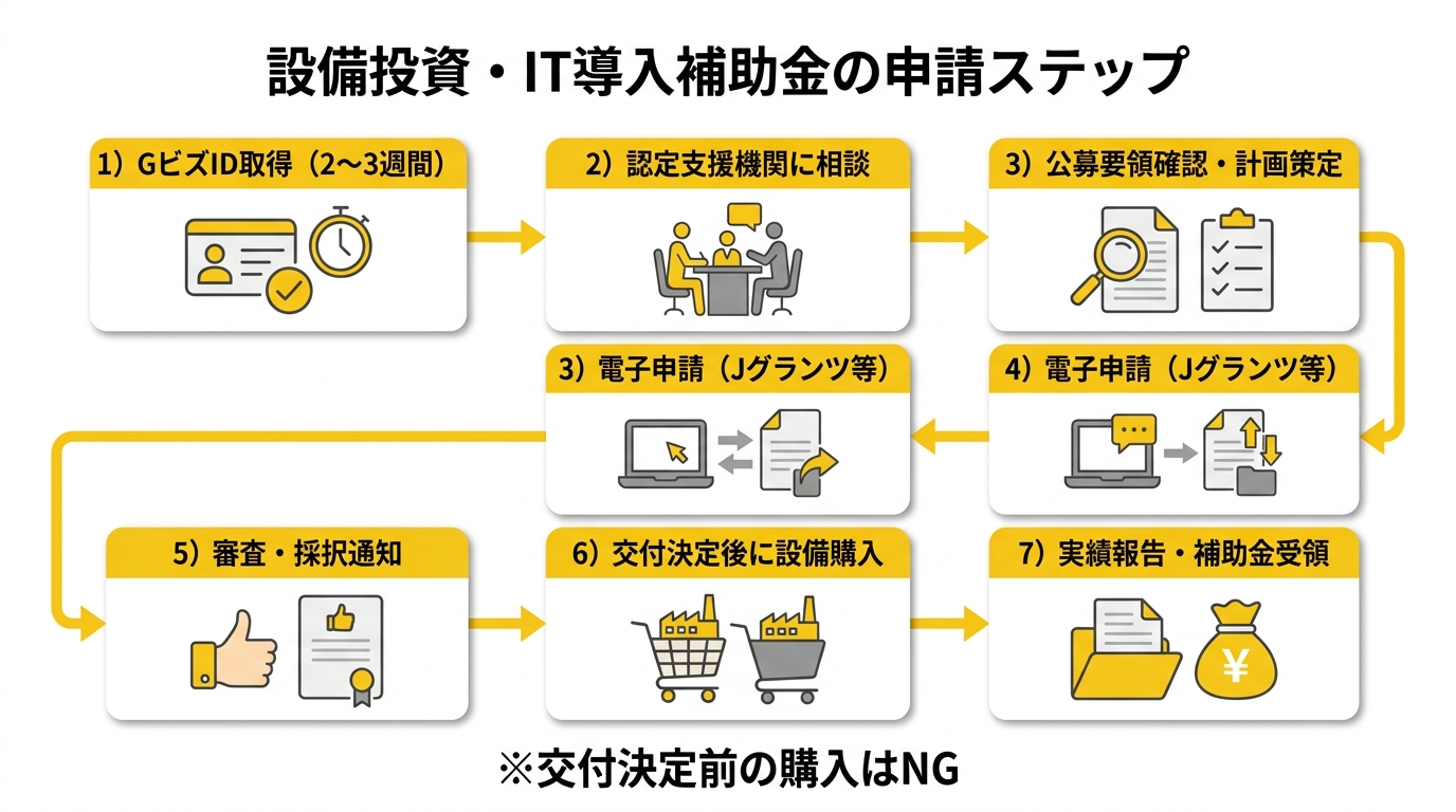 設備投資・IT導入補助金 申請の流れ