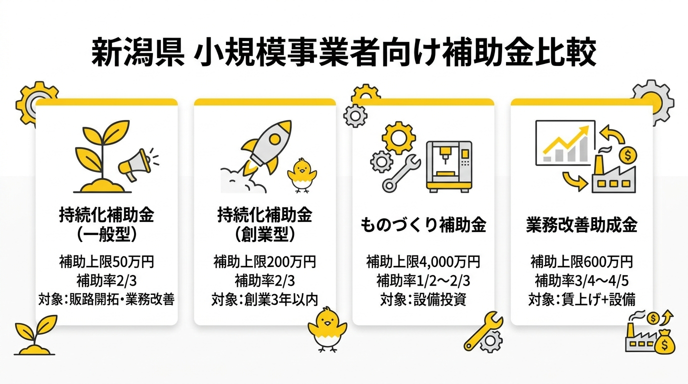 新潟県小規模事業者向け補助金比較