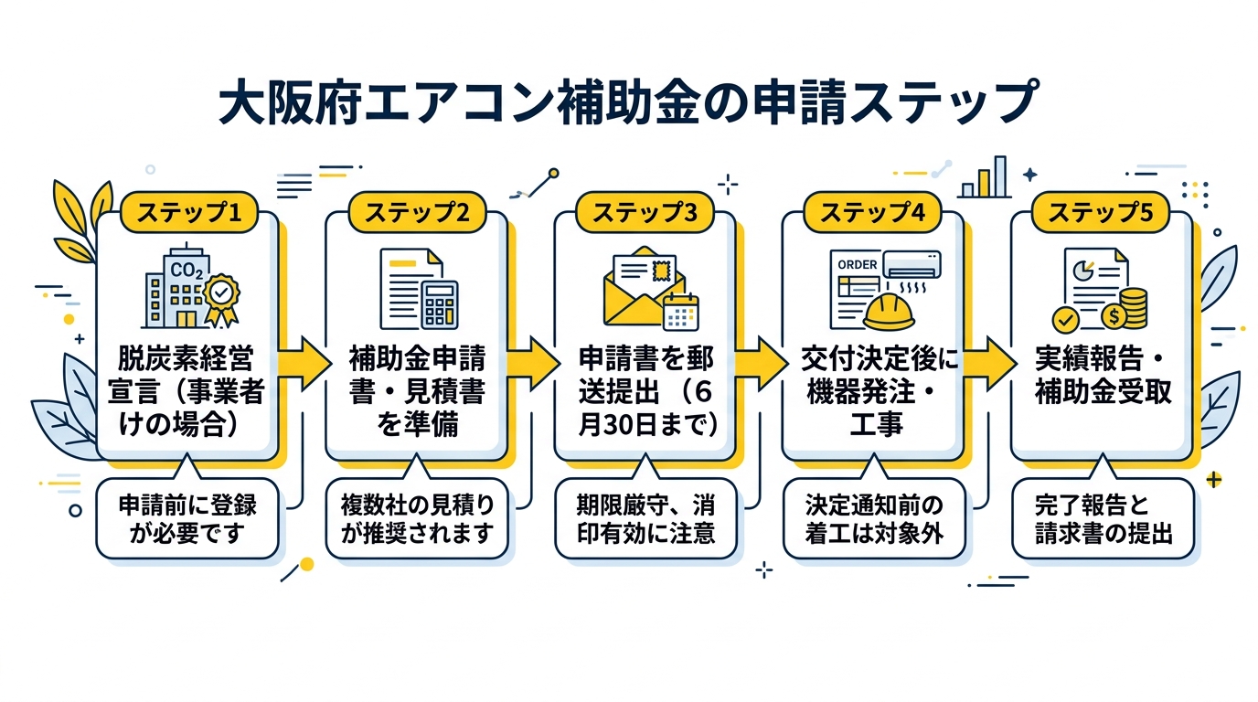 エアコン補助金の申請ステップ