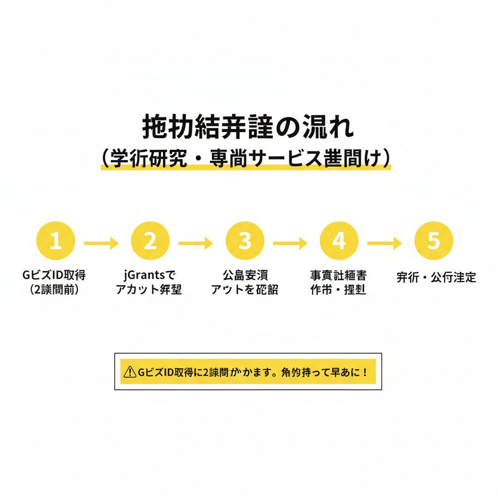 申請フロー図：NEDOとjGrantsを使った申請手順