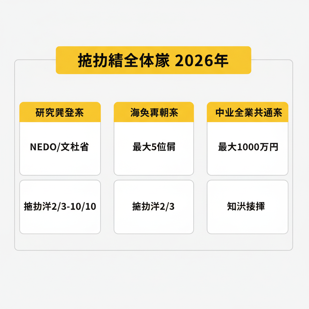 補助金の全体像：学術研究・専門サービス業向け比較