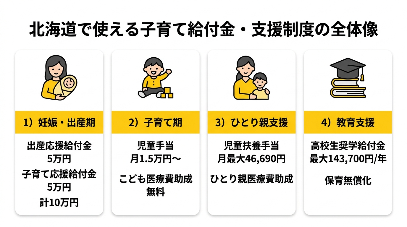 北海道で使える子育て給付金・支援制度の全体像