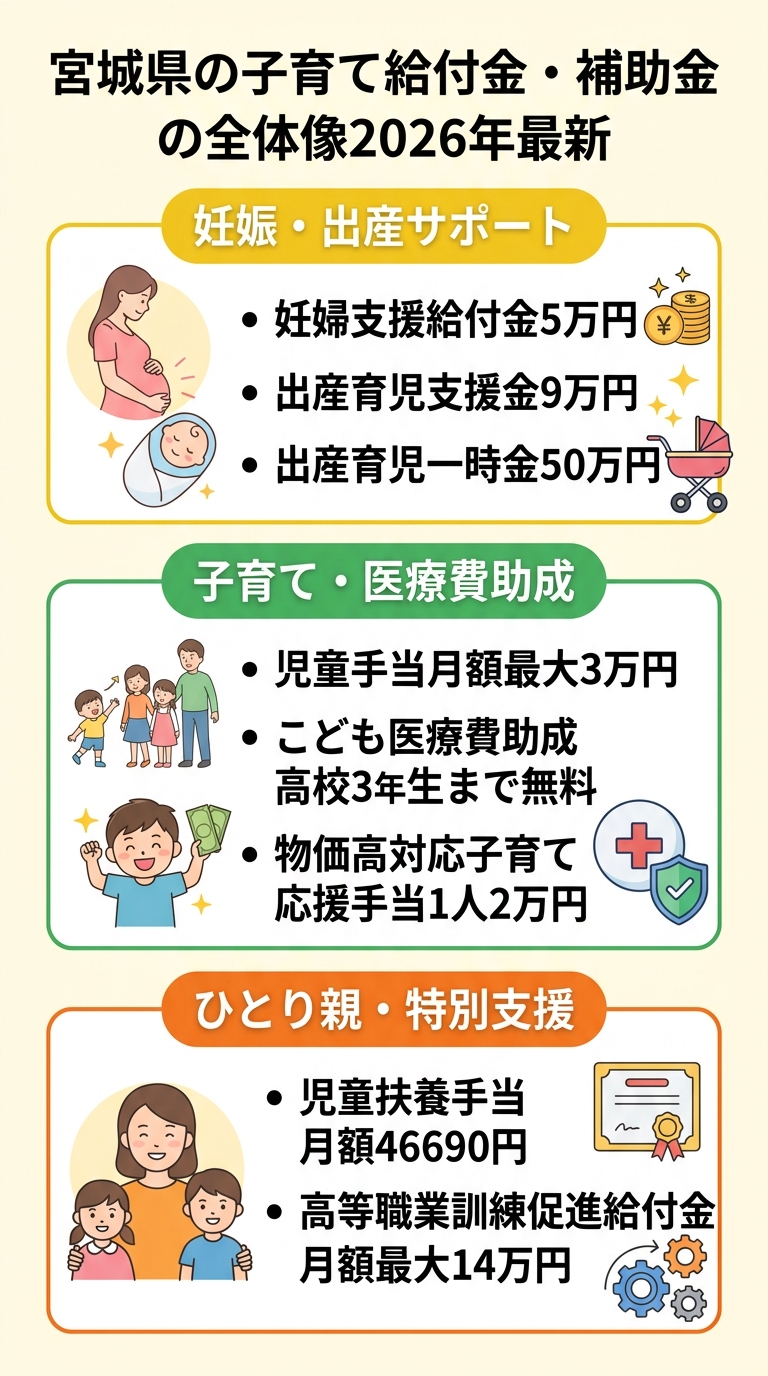 宮城県の子育て給付金・補助金の全体像2026年最新