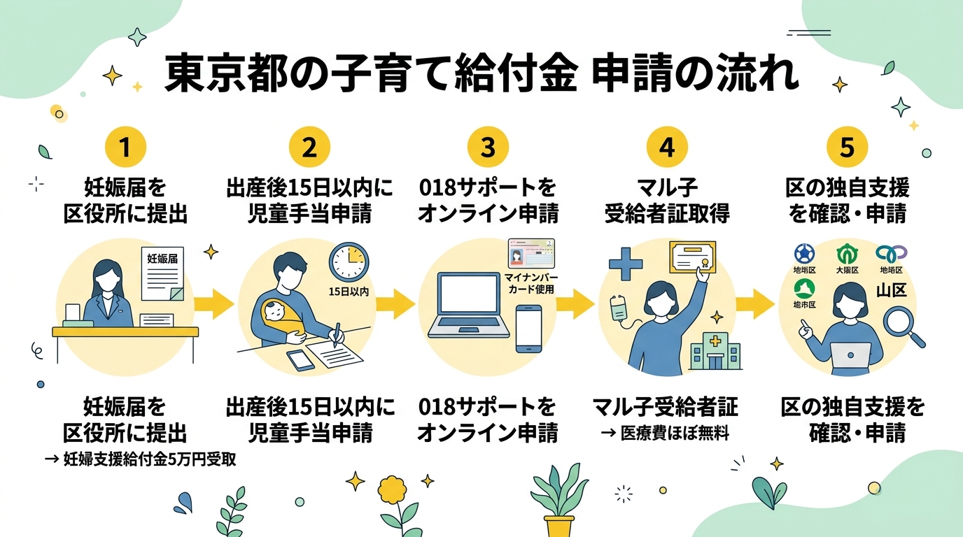 東京都の子育て給付金 申請の流れ