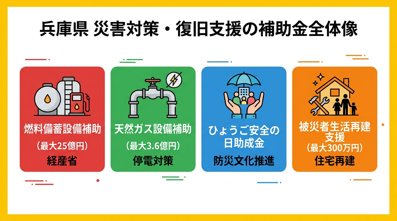 兵庫県 災害対策・復旧支援の補助金全体像
