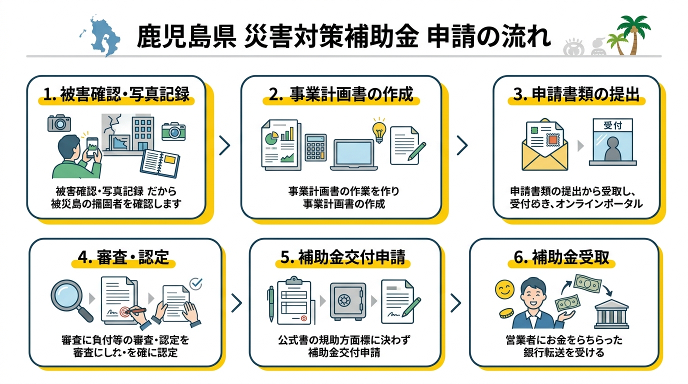 鹿児島県 災害対策補助金 申請フロー図