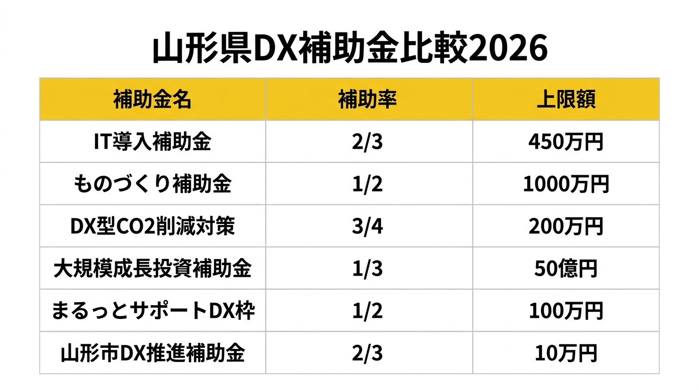 山形県DX補助金比較ガイド2026年版