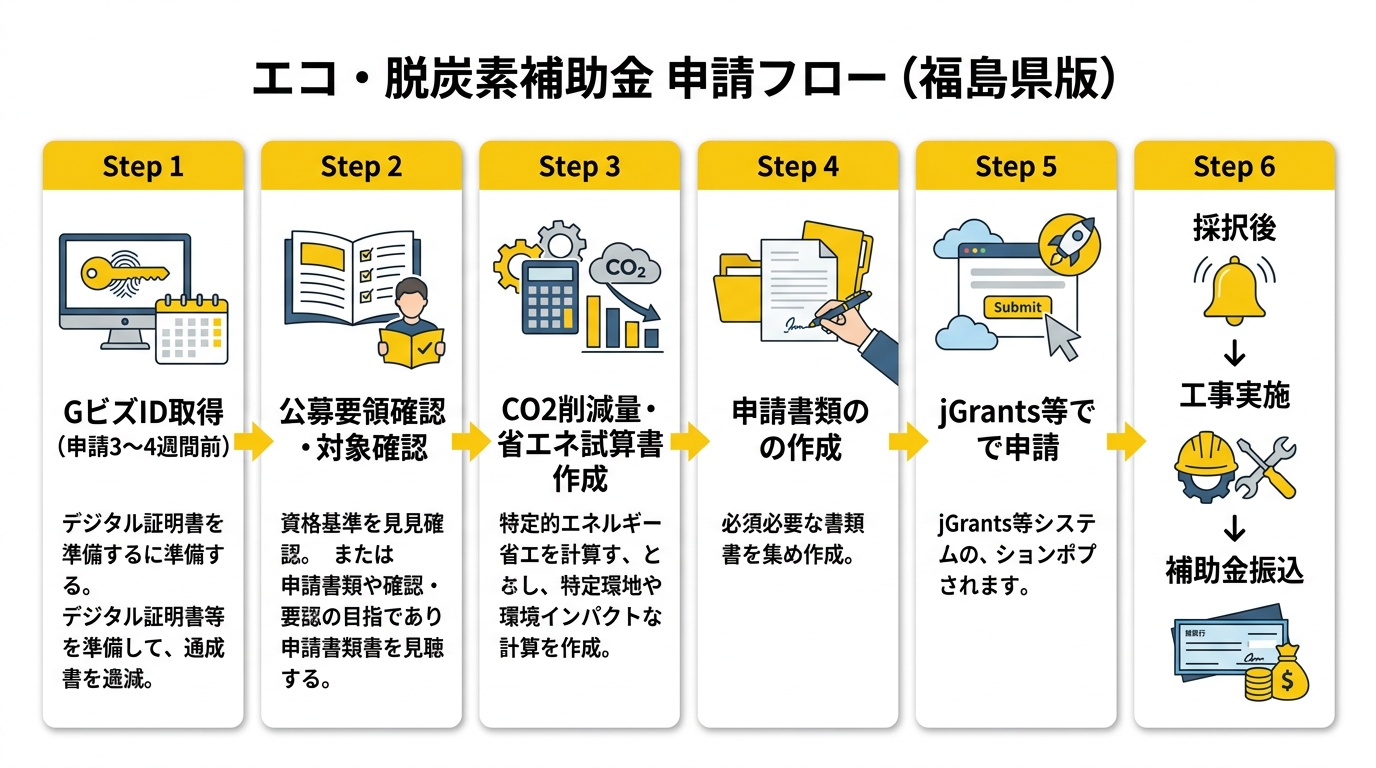 エコ・脱炭素補助金 申請フロー（福島県版）