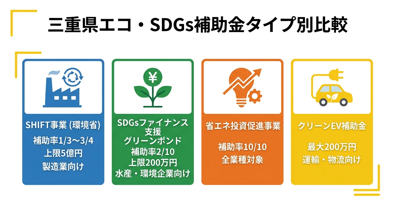 三重県エコ・SDGs補助金タイプ別比較
