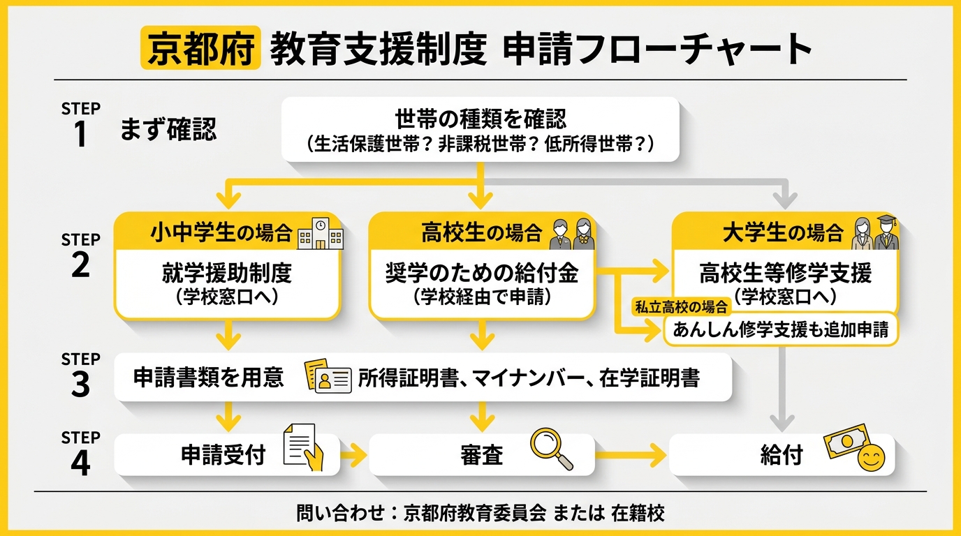 京都府 教育支援制度 申請フローチャート