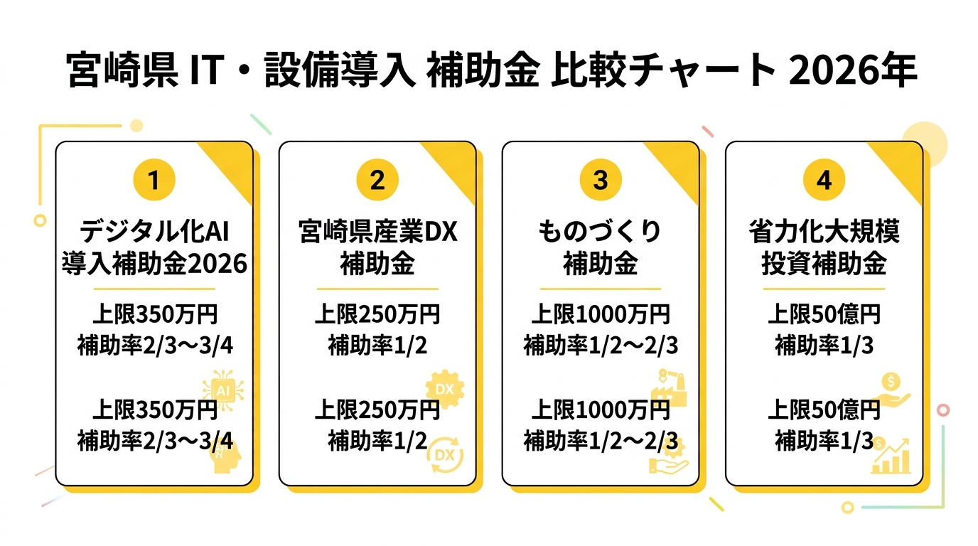 宮崎県 IT・設備導入 補助金 比較チャート 2026年