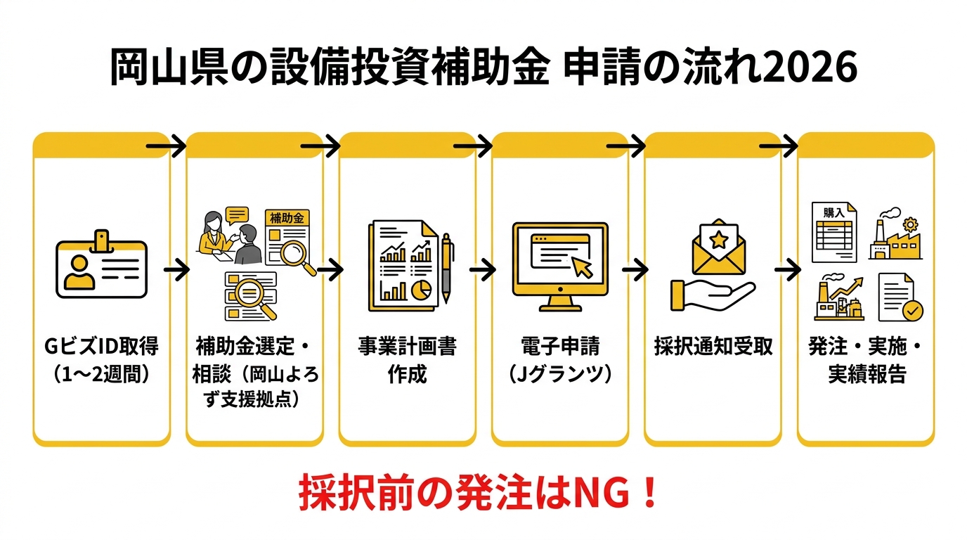 岡山県の設備投資補助金 申請の流れ2026