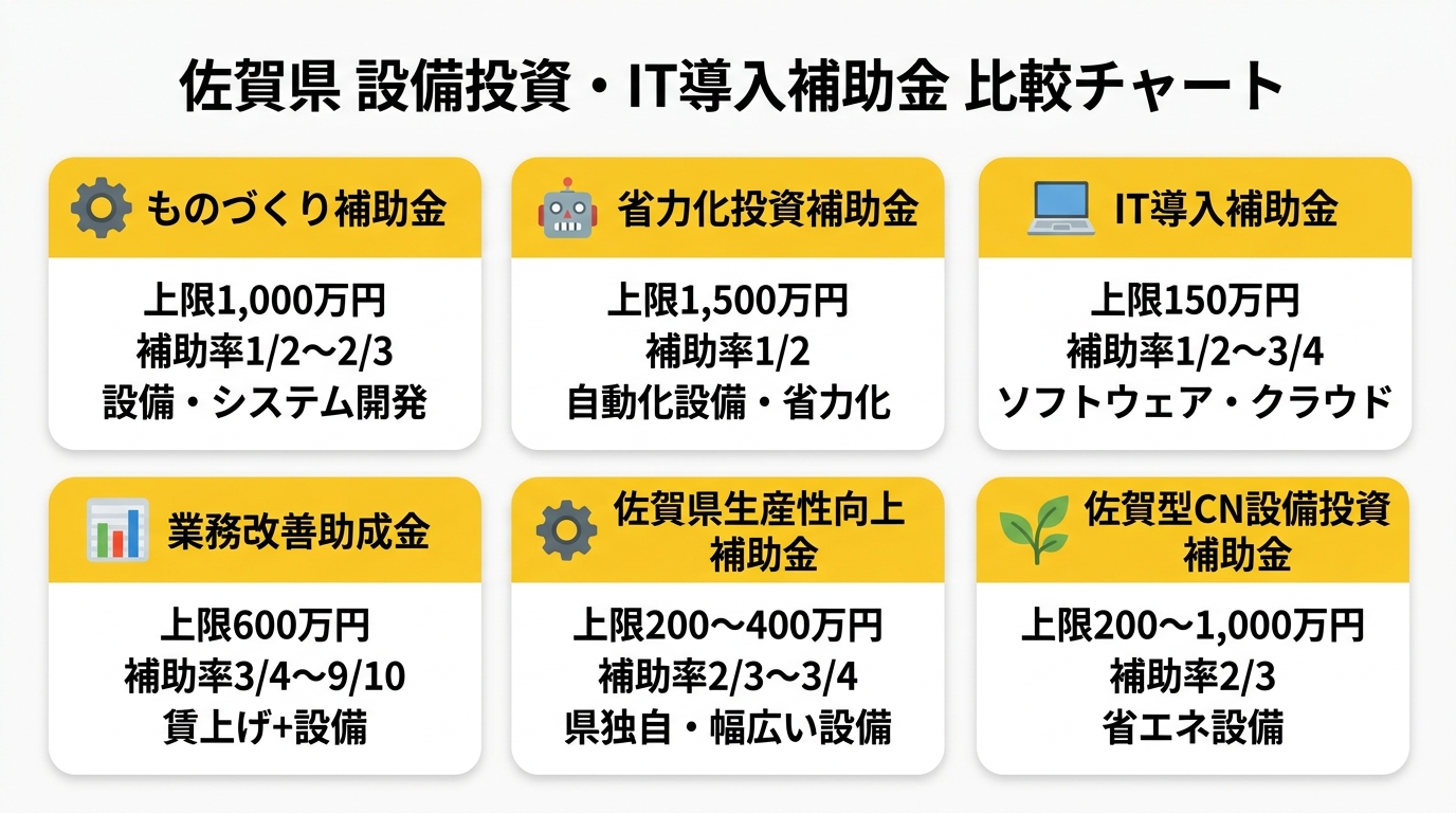 佐賀県 設備投資・IT導入補助金 比較チャート
