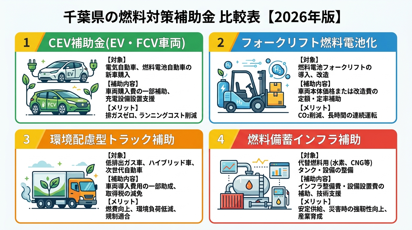 千葉県の燃料対策補助金 比較表【2026年版】