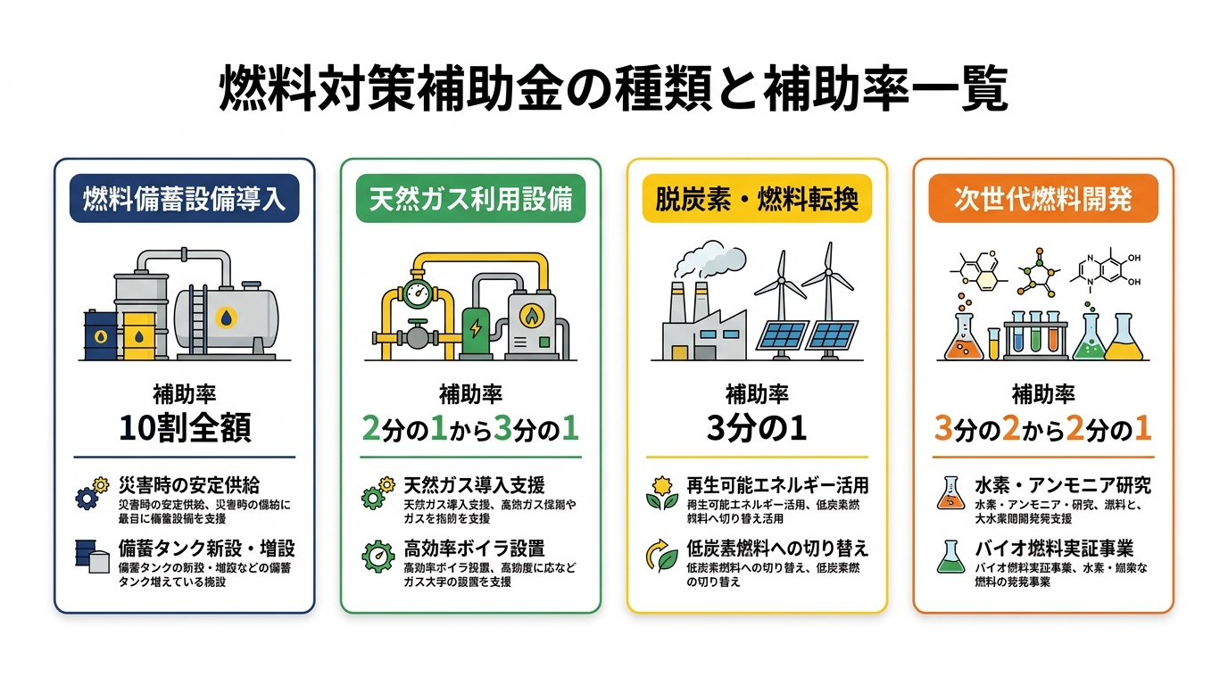 燃料対策補助金の種類と補助率一覧