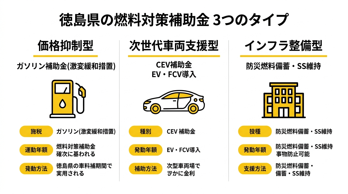 燃料対策補助金の3タイプ比較