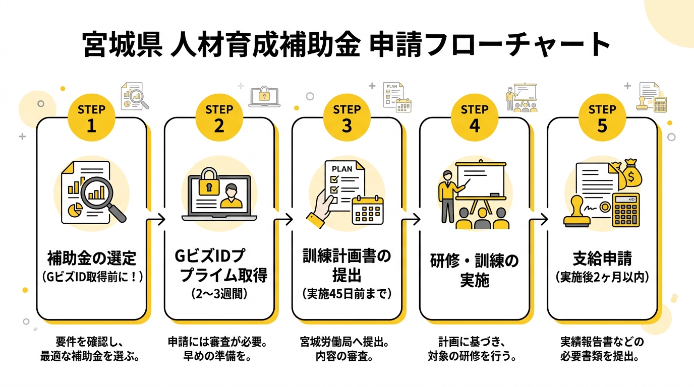 人材育成補助金の申請フロー