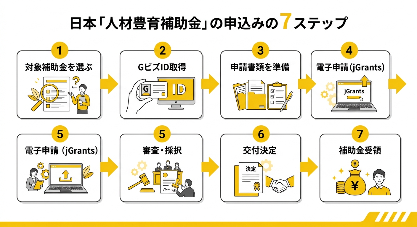 島根県の人材育成補助金・助成金 申請フロー