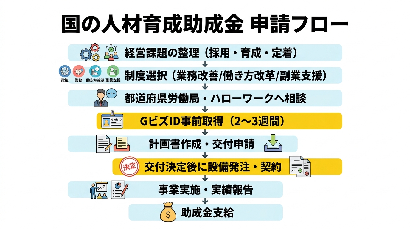 国の人材育成助成金フロー