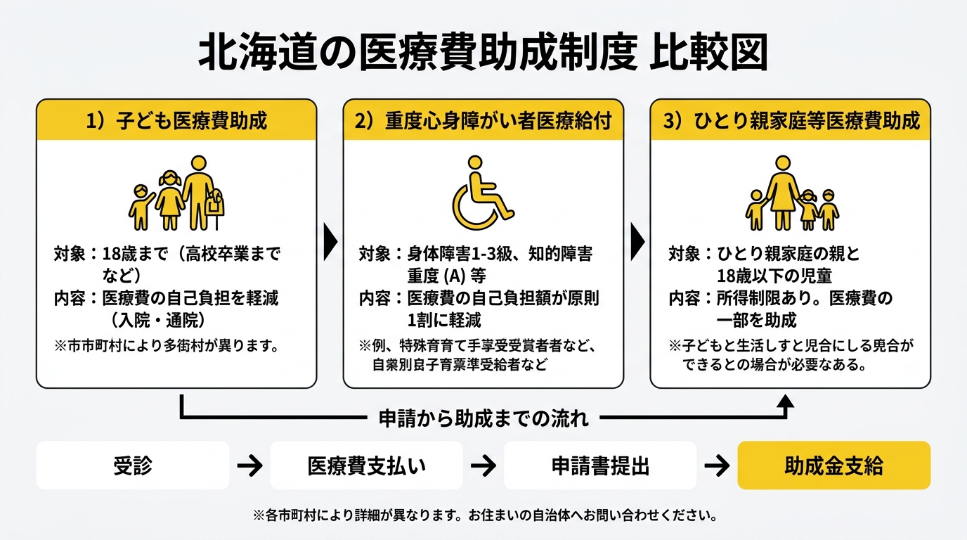 北海道の医療費助成制度 比較図