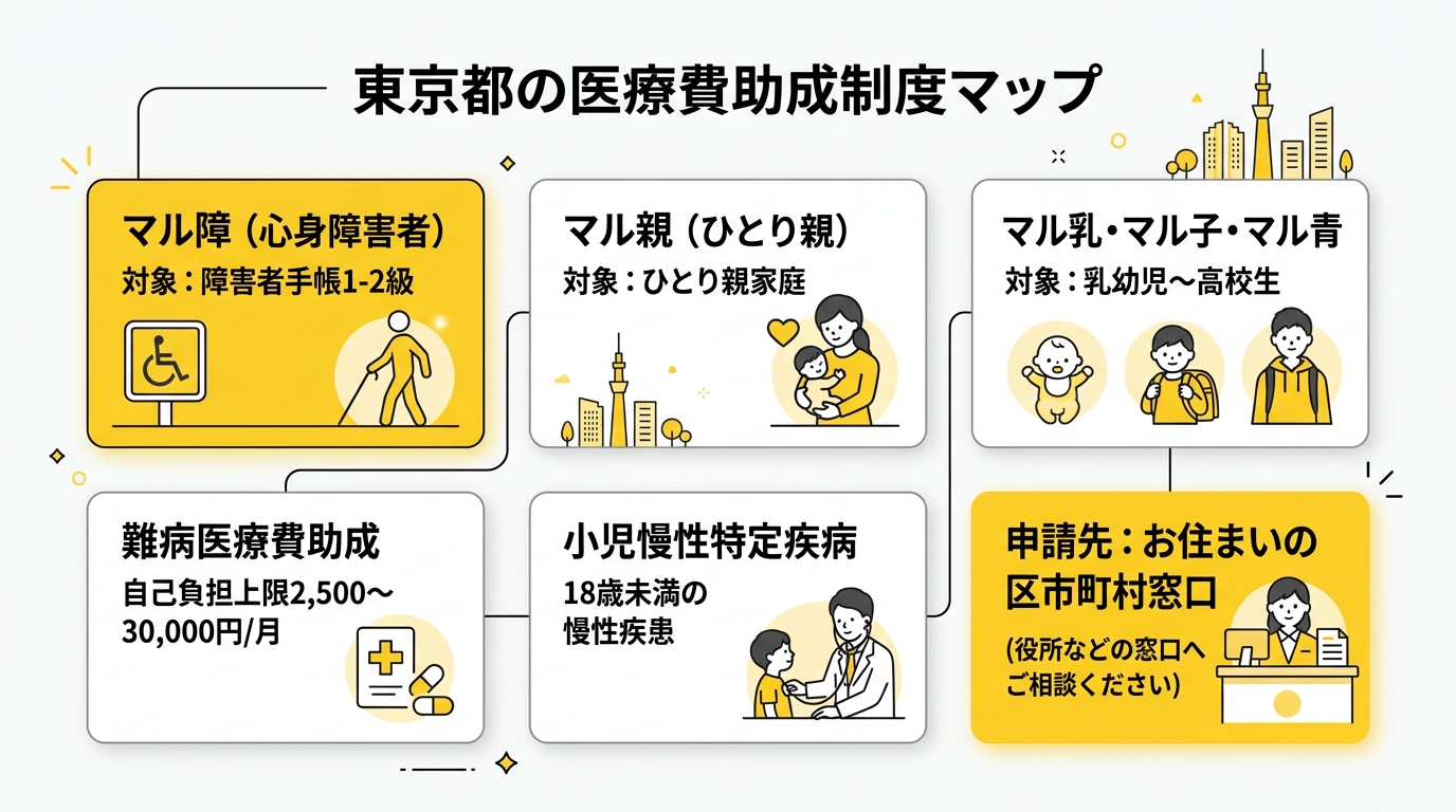 東京都の医療費助成制度フロー図