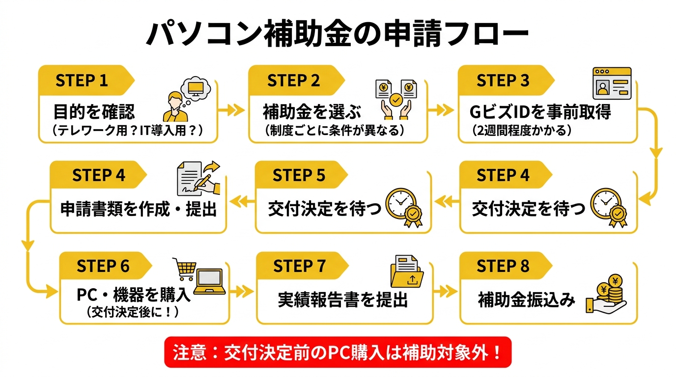 パソコン補助金の申請フロー