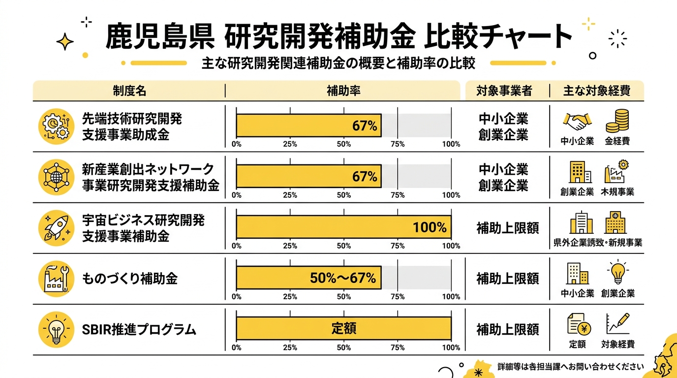 鹿児島県 研究開発補助金 比較チャート