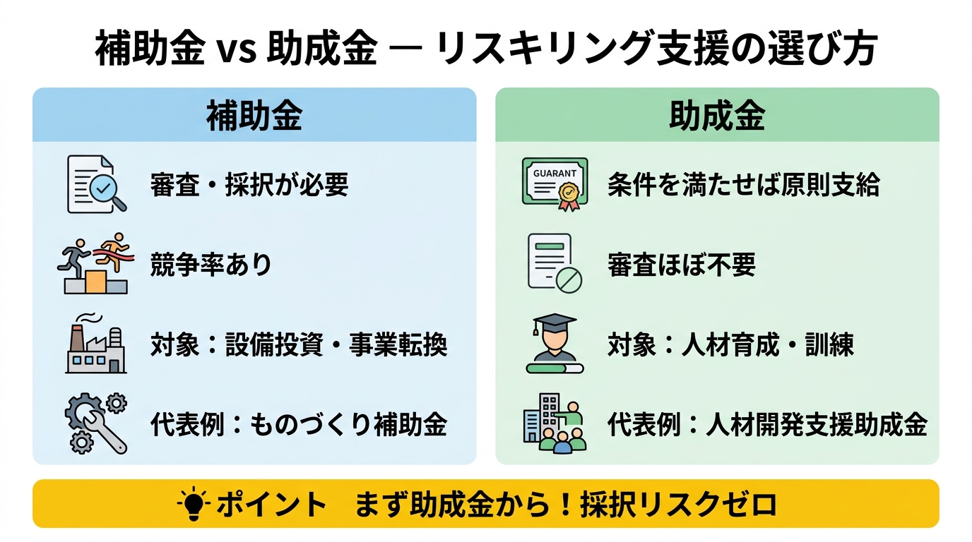 補助金vs助成金比較