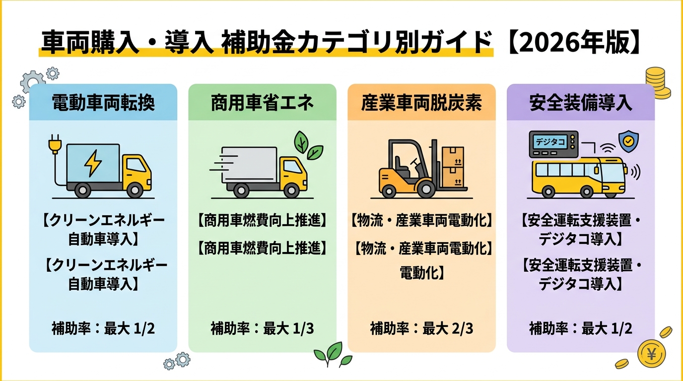 車両購入・導入 補助金カテゴリ別ガイド