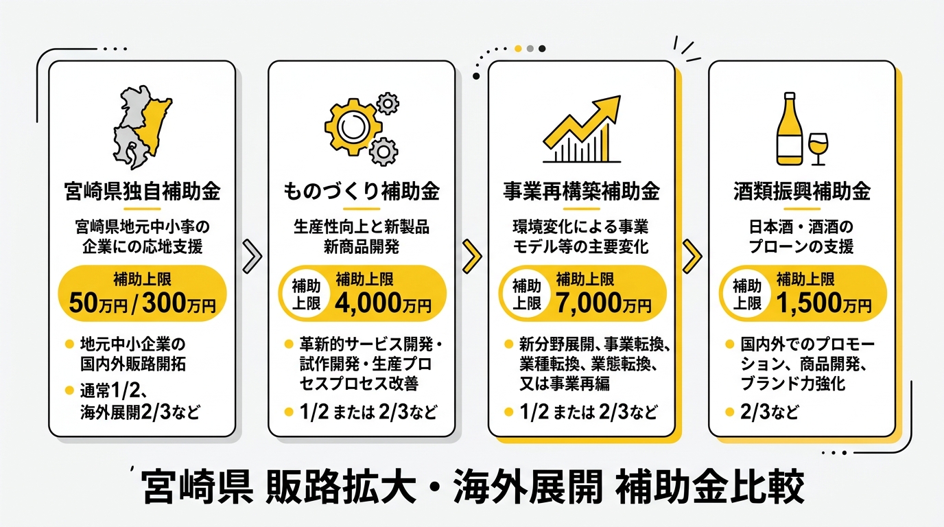 宮崎県 販路拡大・海外展開 補助金比較