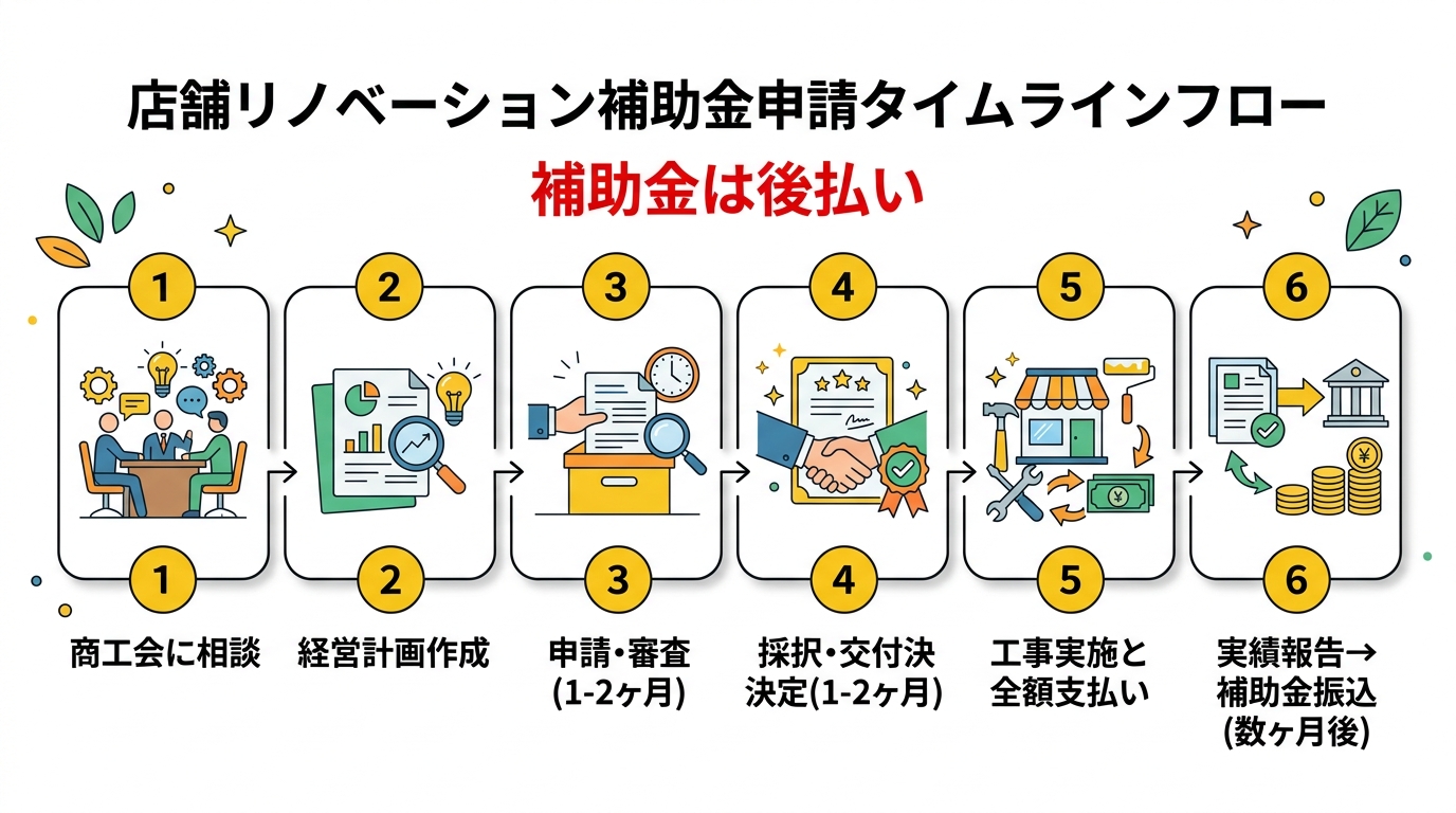 店舗改装補助金申請フロー図