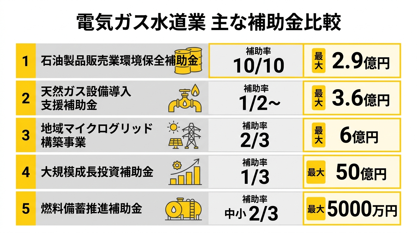 兵庫県 電気・ガス・水道業 補助金比較